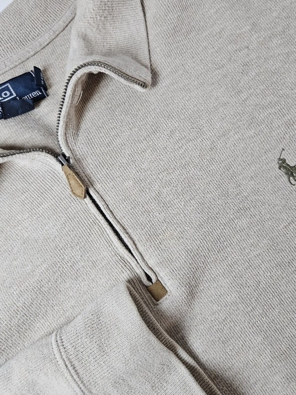 Polo Ralph Lauren 1/4 Zip Pullover Sweater Tan Cotton Men's Size 2XB
